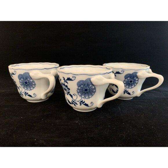 Blue Danube Porcelain Coffee Cups Set of 3 Japan Demitasse Rectangle Mark Vtg - Picture 1 of 10